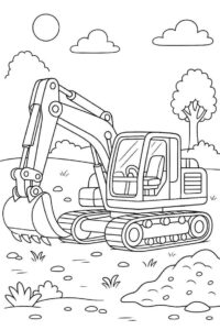 Desenho de Escavadeira Desenho Colorir Imprimir 06