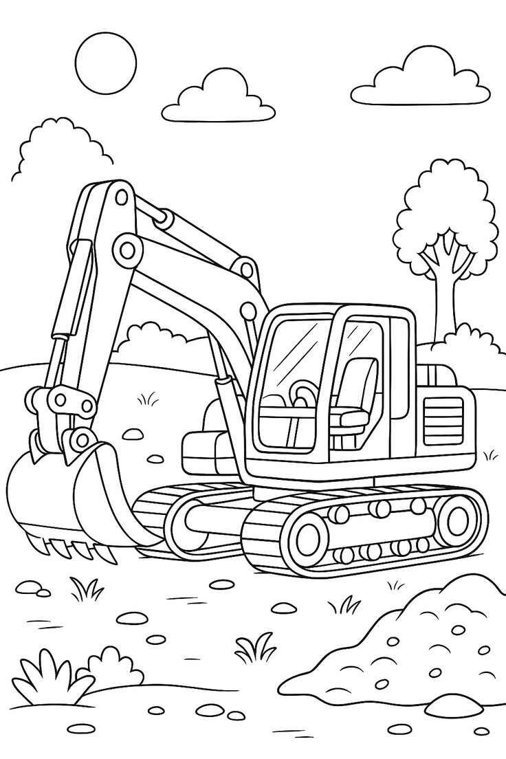 Desenho de Escavadeira Desenho Colorir Imprimir 06