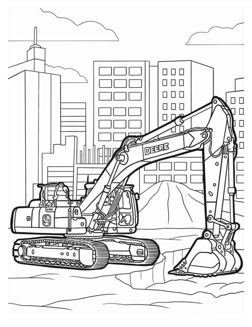 Desenho de Escavadeira Desenho Colorir Imprimir 07