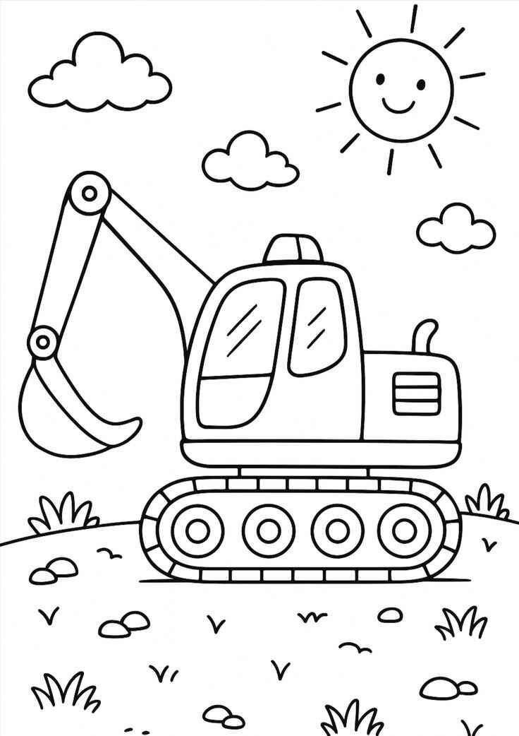 Desenho de Escavadeira Desenho Colorir Imprimir 08