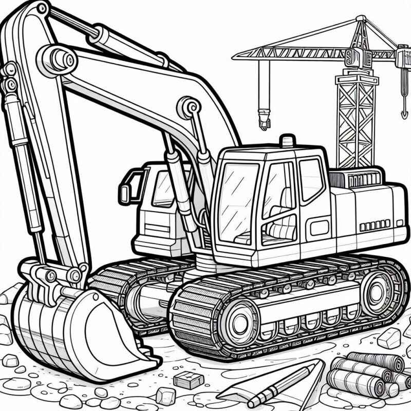 Desenho de Escavadeira Desenho Colorir Imprimir 17