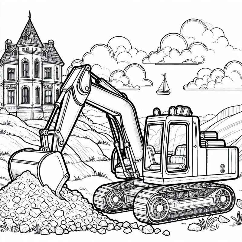 Desenho de Escavadeira Desenho Colorir Imprimir 18
