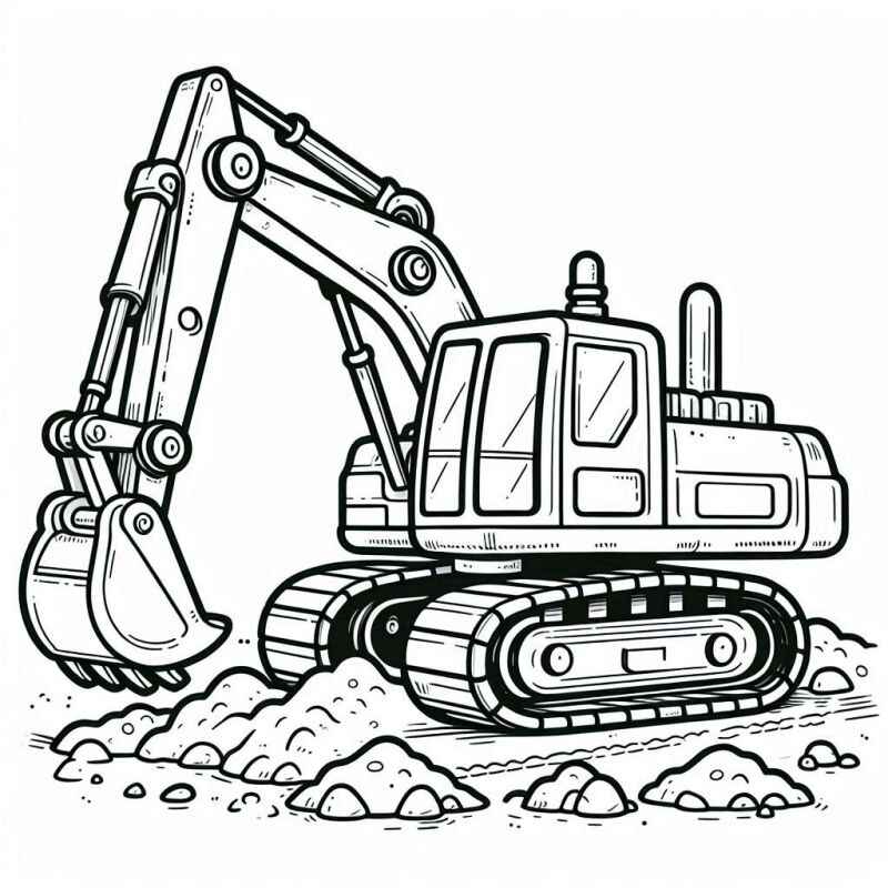 Desenho de Escavadeira Desenho Colorir Imprimir 19