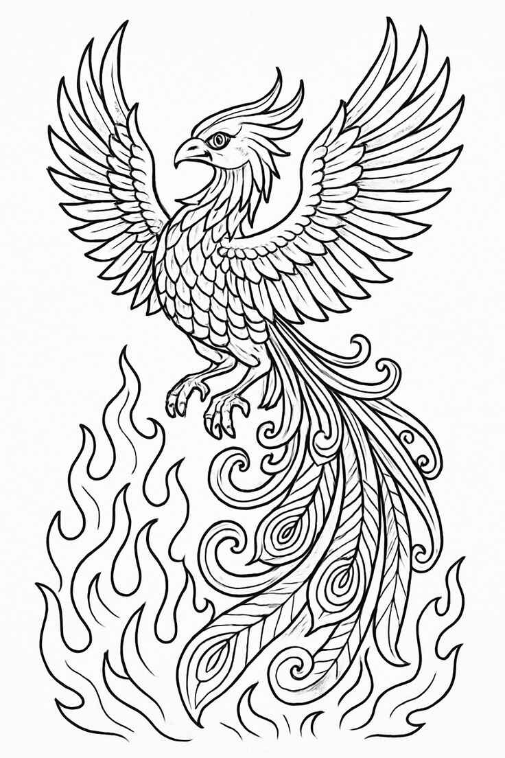 Desenho de Fenix Desenho Colorir Imprimir 01