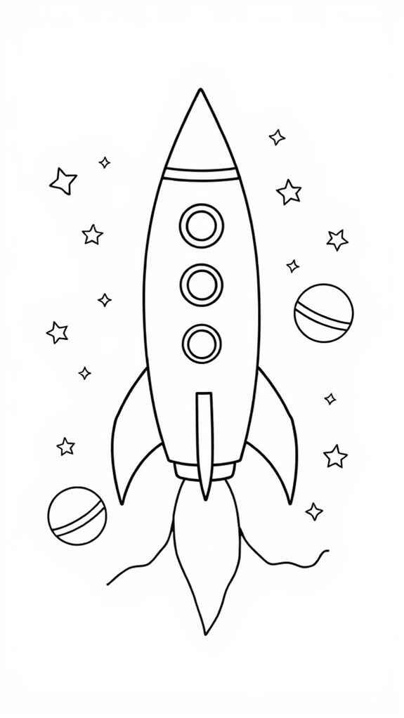 Desenho de Foguete Desenho Colorir Imprimir 03