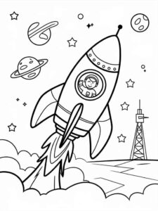 Desenho de Foguete Desenho Colorir Imprimir 06