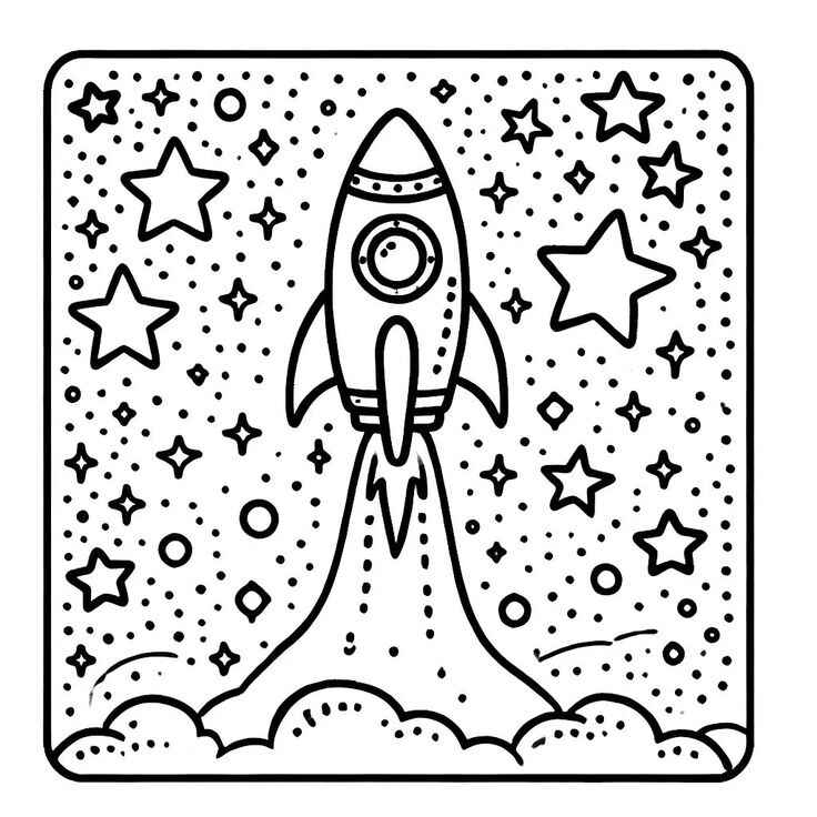 Desenho de Foguete Desenho Colorir Imprimir 09