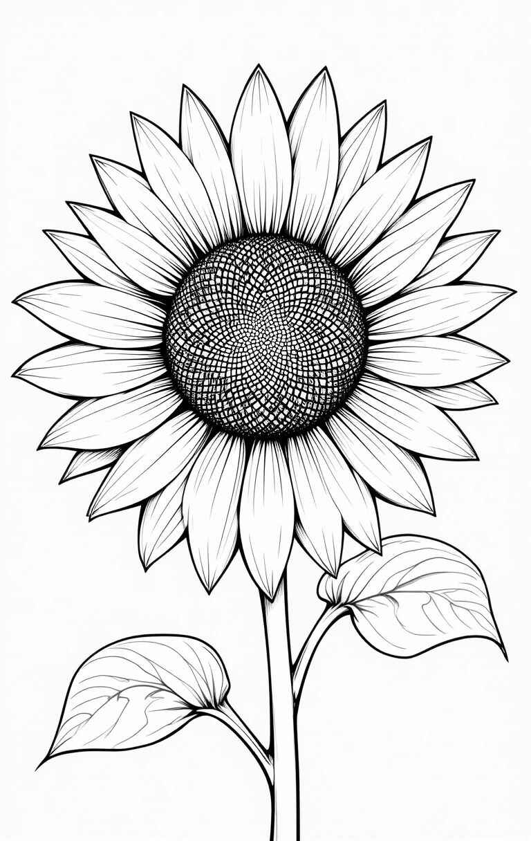 Desenho de Girassol Desenho Colorir Imprimir 01