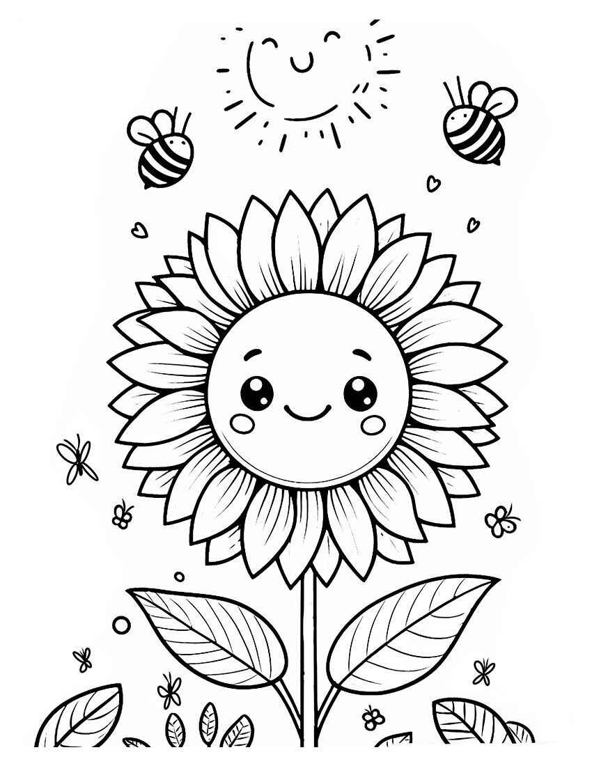 Girassol Desenho Colorir Imprimir 03