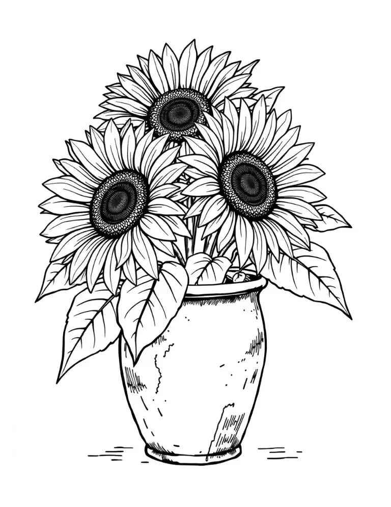 Desenho de Girassol Desenho Colorir Imprimir 04