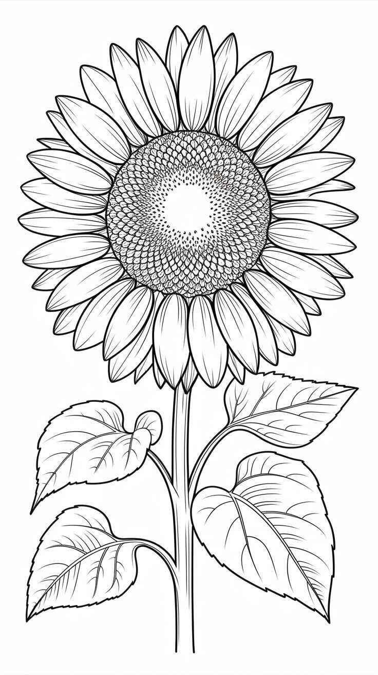 Desenho de Girassol Desenho Colorir Imprimir 11