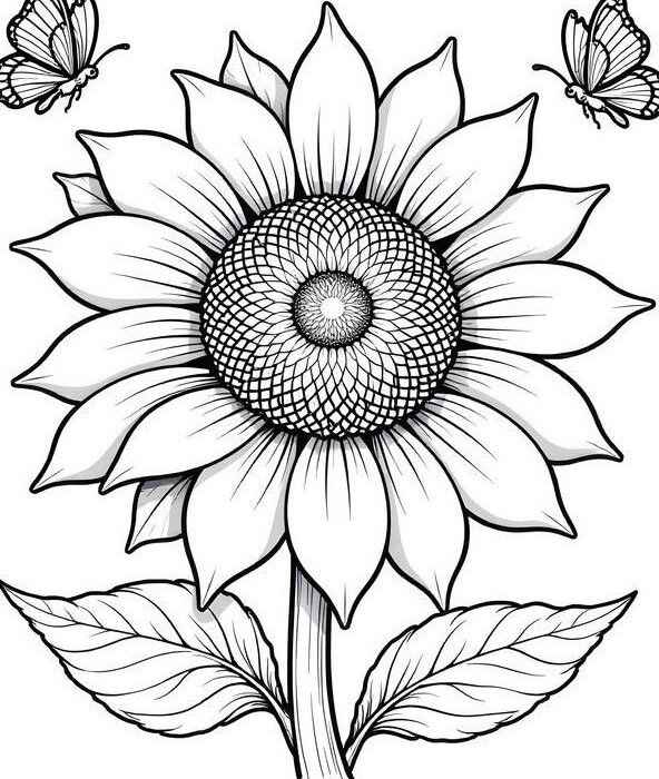 Desenho de Girassol Desenho Colorir Imprimir 17