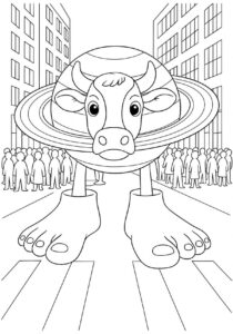 Desenho de La Vaca Saturno Saturnita Desenho Colorir Imprimir 02