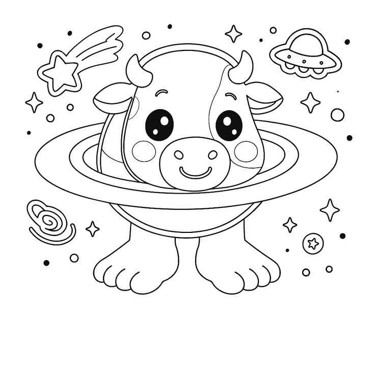 Desenho de La Vaca Saturno Saturnita Desenho Colorir Imprimir 03