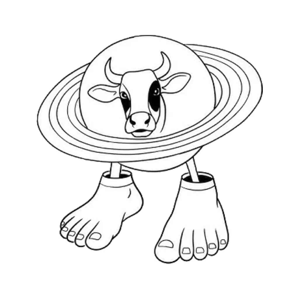 Desenho de La Vaca Saturno Saturnita Desenho Colorir Imprimir 09