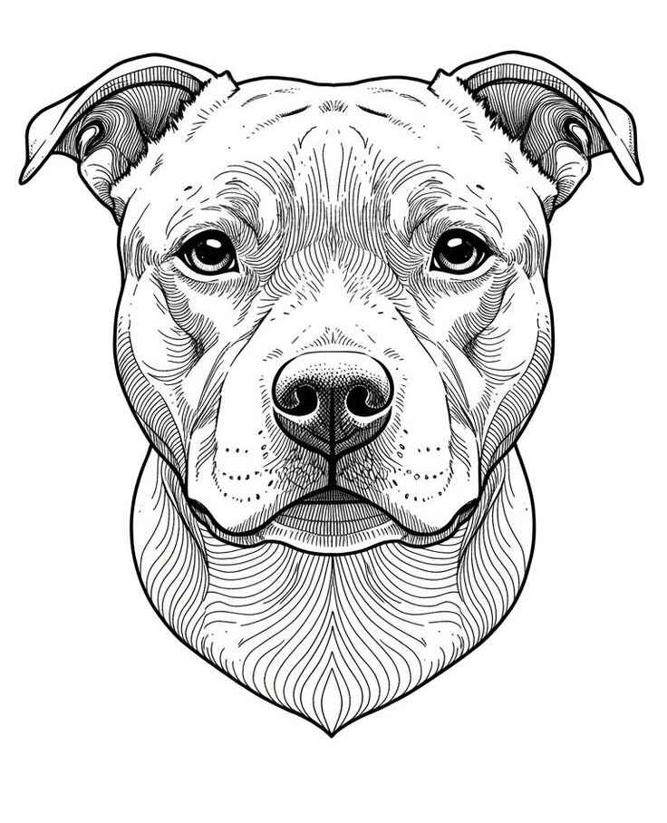 Desenho de Pitbull Desenho Colorir Imprimir 05