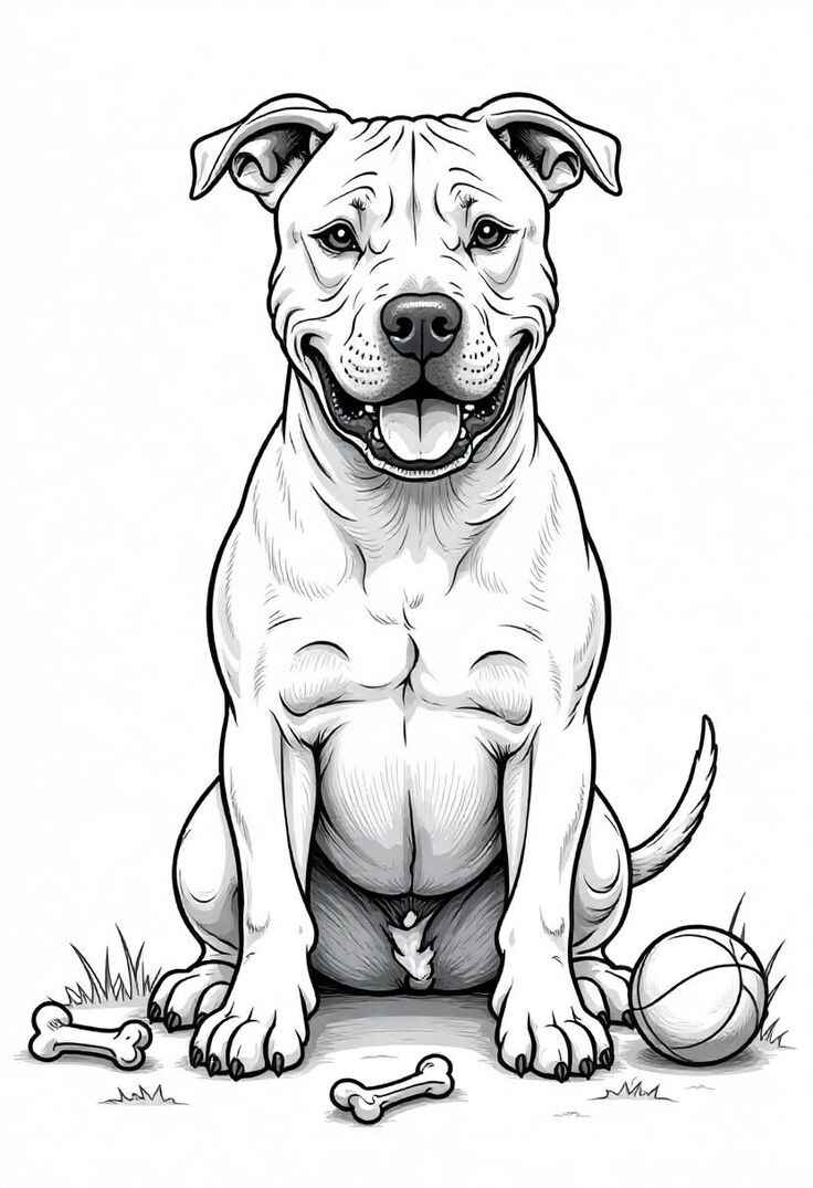 Desenho de Pitbull Desenho Colorir Imprimir 09