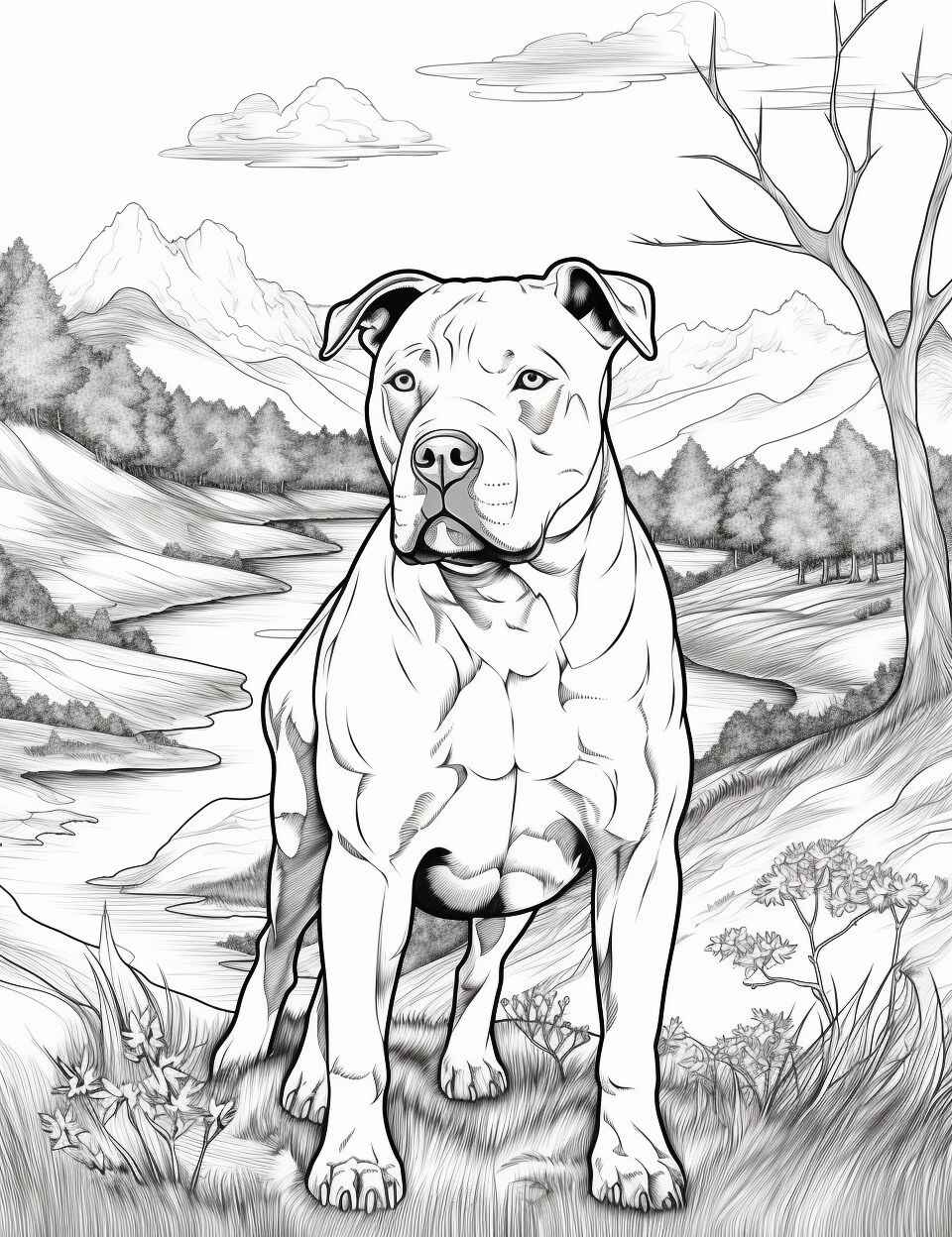 Desenho de Pitbull Desenho Colorir Imprimir 14