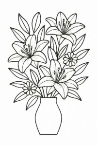 Desenho de Vaso De Flores Desenho Colorir Imprimir 01