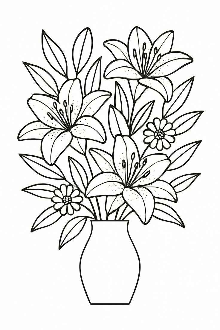 Desenho de Vaso De Flores Desenho Colorir Imprimir 01