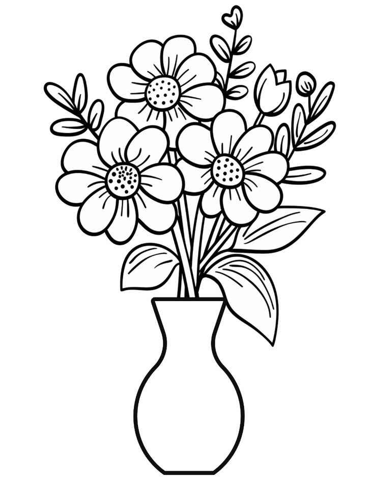 Desenho de Vaso De Flores Desenho Colorir Imprimir 03