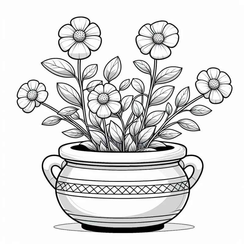 Desenho de Vaso De Flores Desenho Colorir Imprimir 09