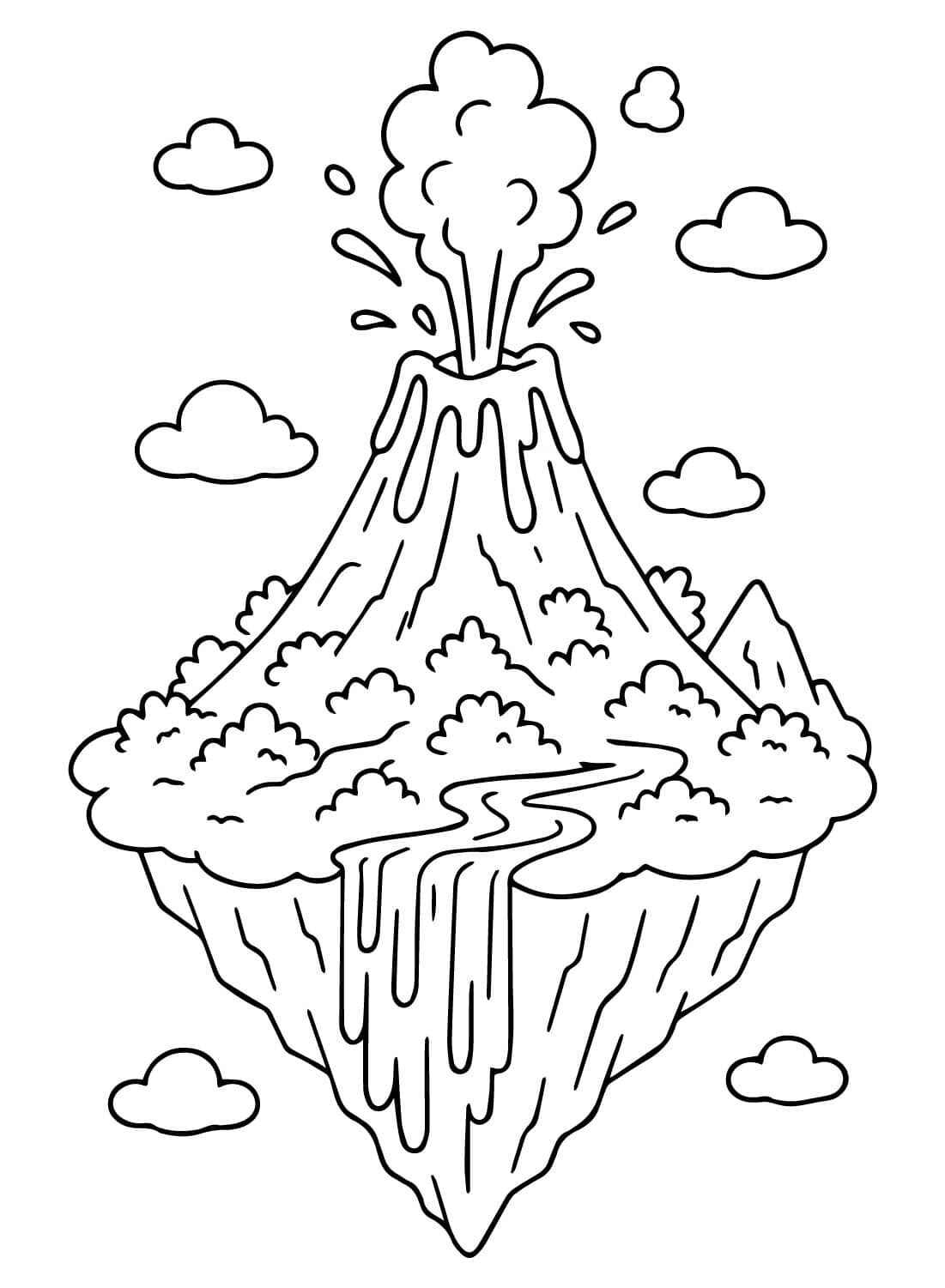 Desenho de Vulcão Desenho Colorir Imprimir 04