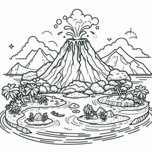 Desenho de Vulcão Desenho Colorir Imprimir 14