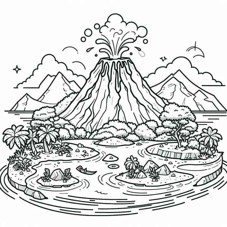 Desenho de Vulcão Desenho Colorir Imprimir 14