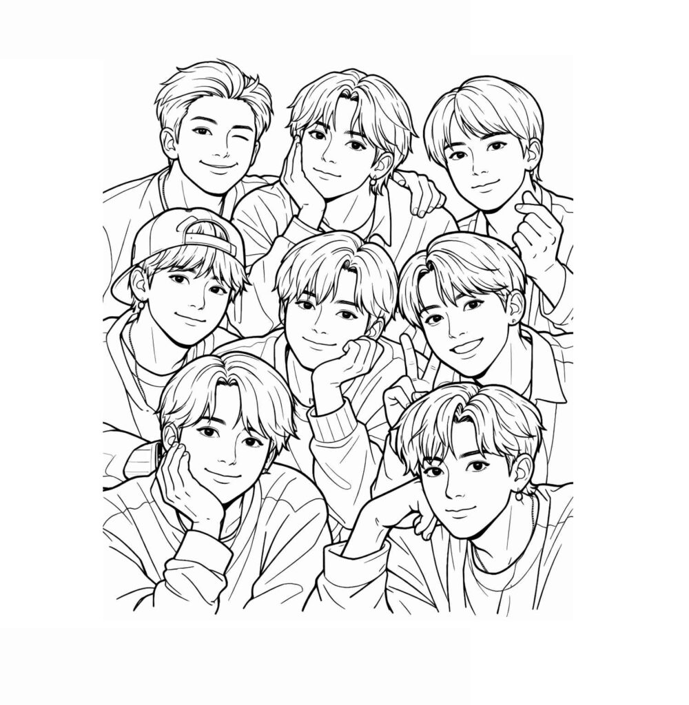 Desenhos do BTS para Imprimir e Colorir