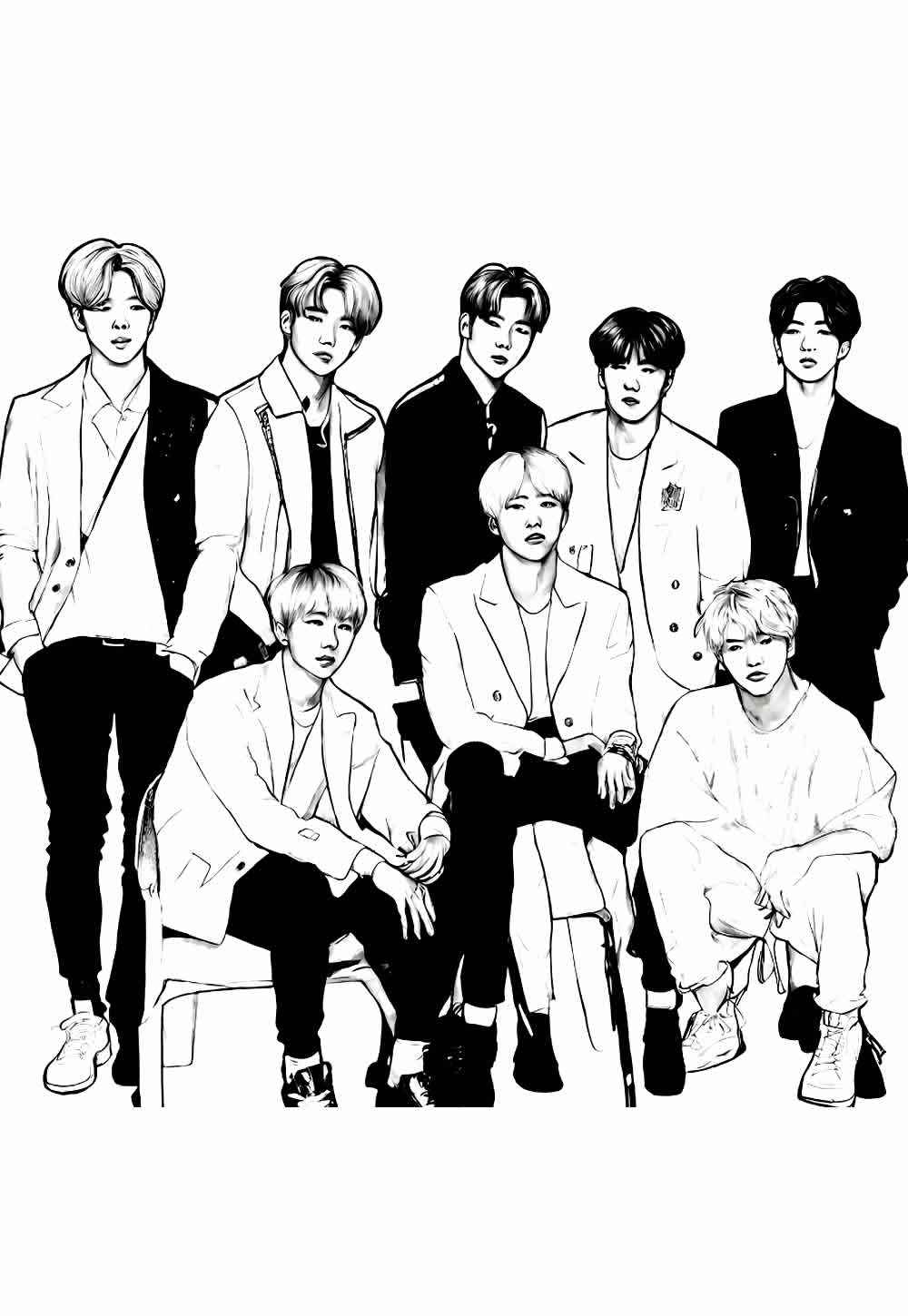 Desenho de BTS Desenho Colorir Imprimir 21