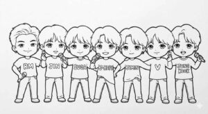 Desenho de BTS Desenho Colorir Imprimir 32