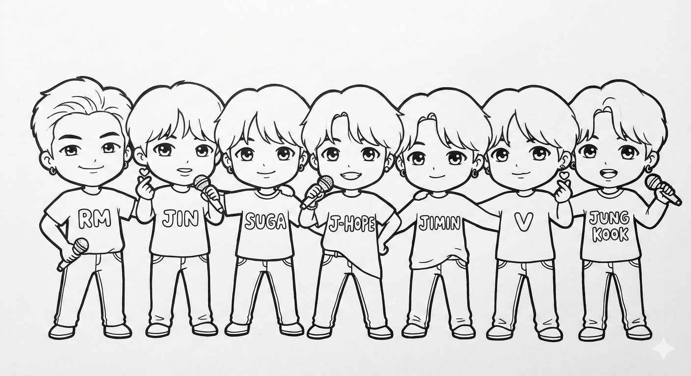 Desenho de BTS Desenho Colorir Imprimir 32