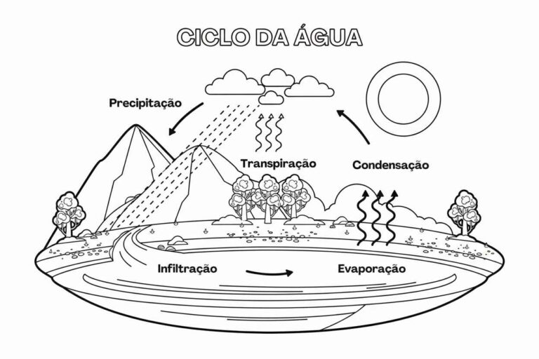 Desenhos do Ciclo da Água para Imprimir e Colorir