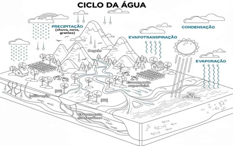 Desenhos do Ciclo da Água para Imprimir e Colorir