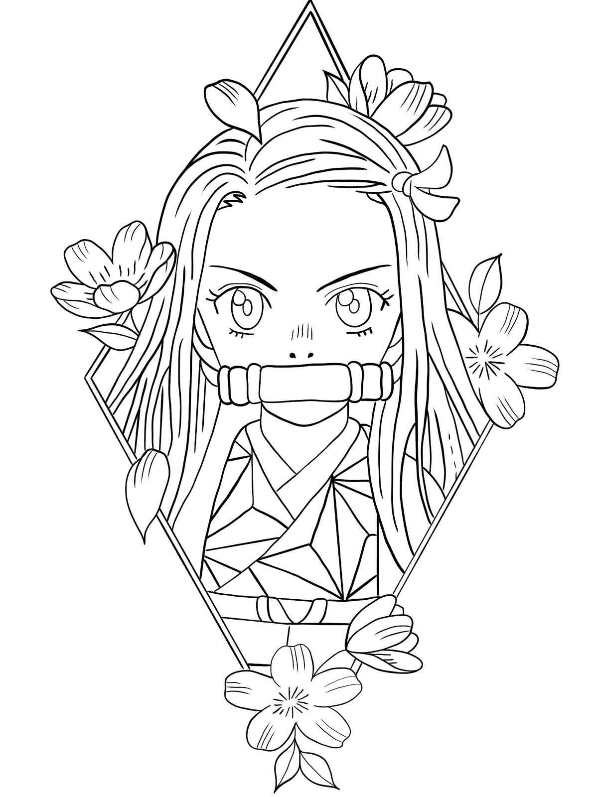 Desenho de Nezuko Desenho Colorir Imprimir 03