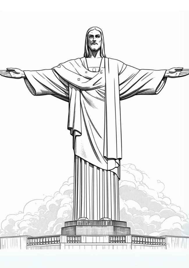Desenho de Cristo Redentor Desenho Colorir Imprimir 01