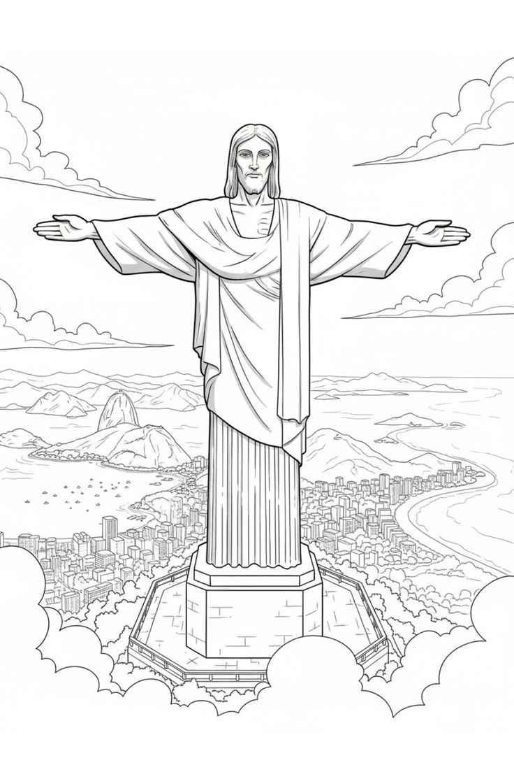 Desenho de Cristo Redentor Desenho Colorir Imprimir 02