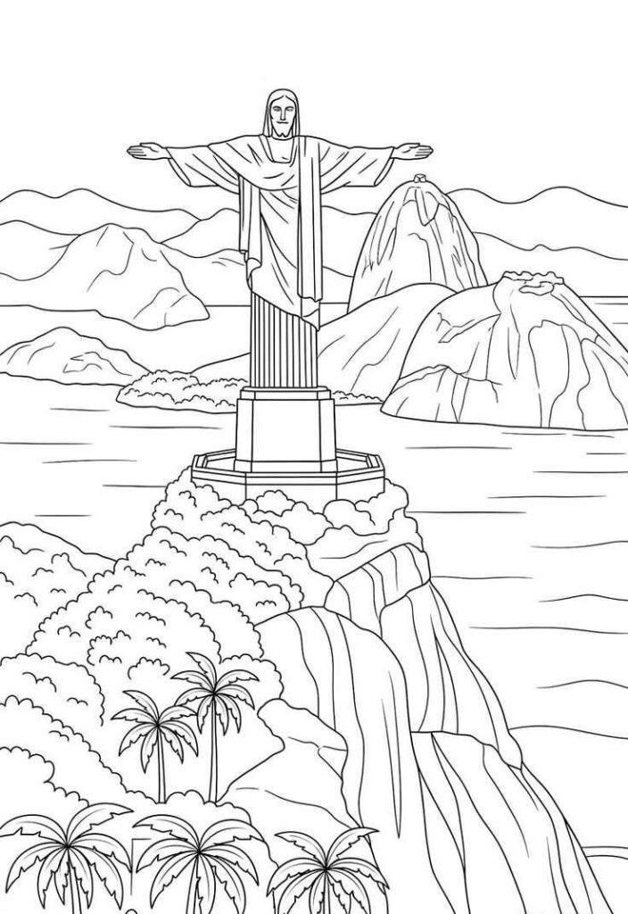 Desenhos do Cristo Redentor para Imprimir e Colorir