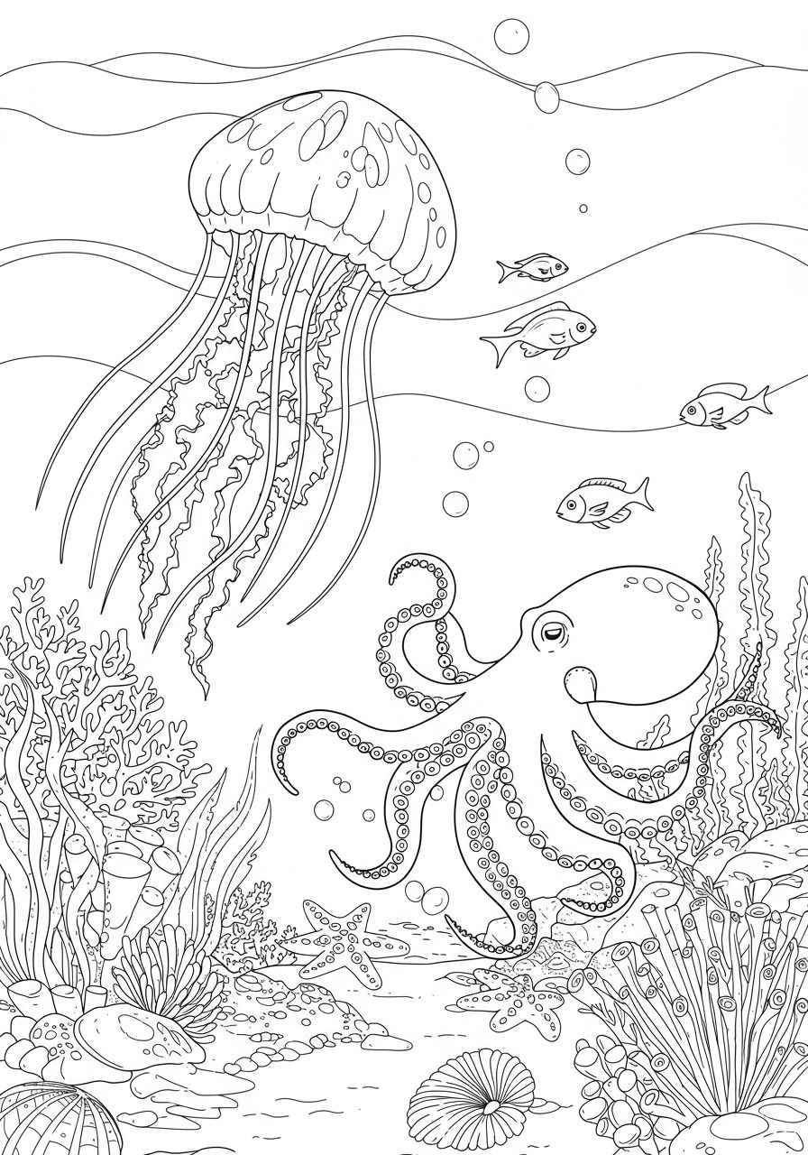 Desenho de Fundo Do Mar Desenho Colorir Imprimir 07