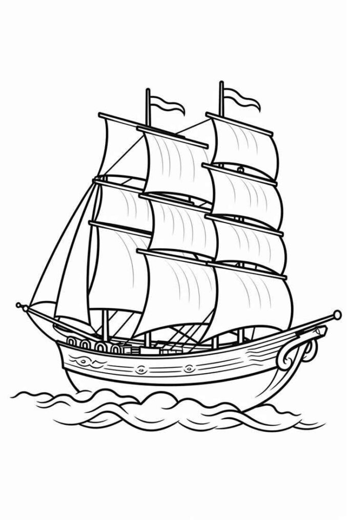 Desenhos de Navio para Imprimir e Colorir