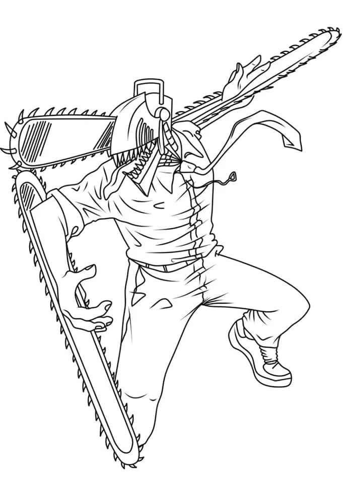 Desenho de Chainsaw Man Desenho Colorir Imprimir 15
