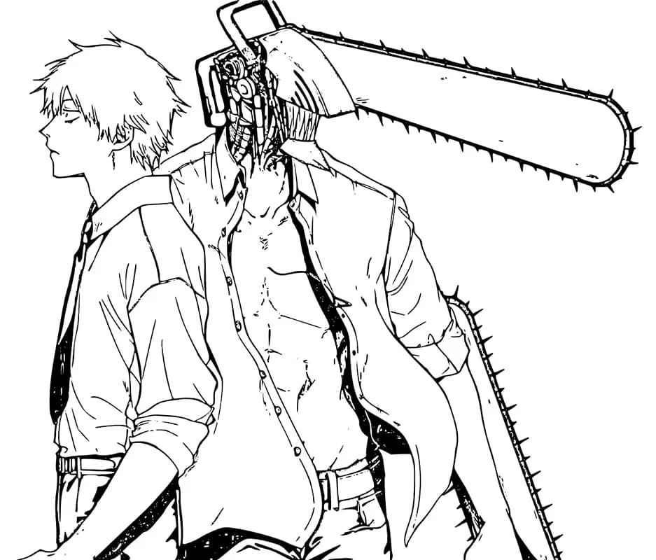 Desenho de Chainsaw Man Desenho Colorir Imprimir 16