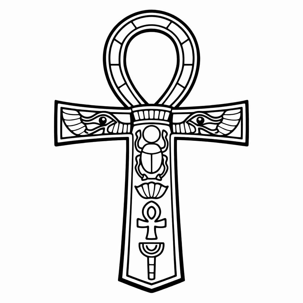 Desenho de Cruz Ansata Desenho Colorir Imprimir 1