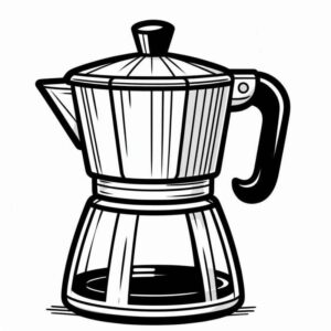 Desenho de Cafeteira Moka Detalhada
