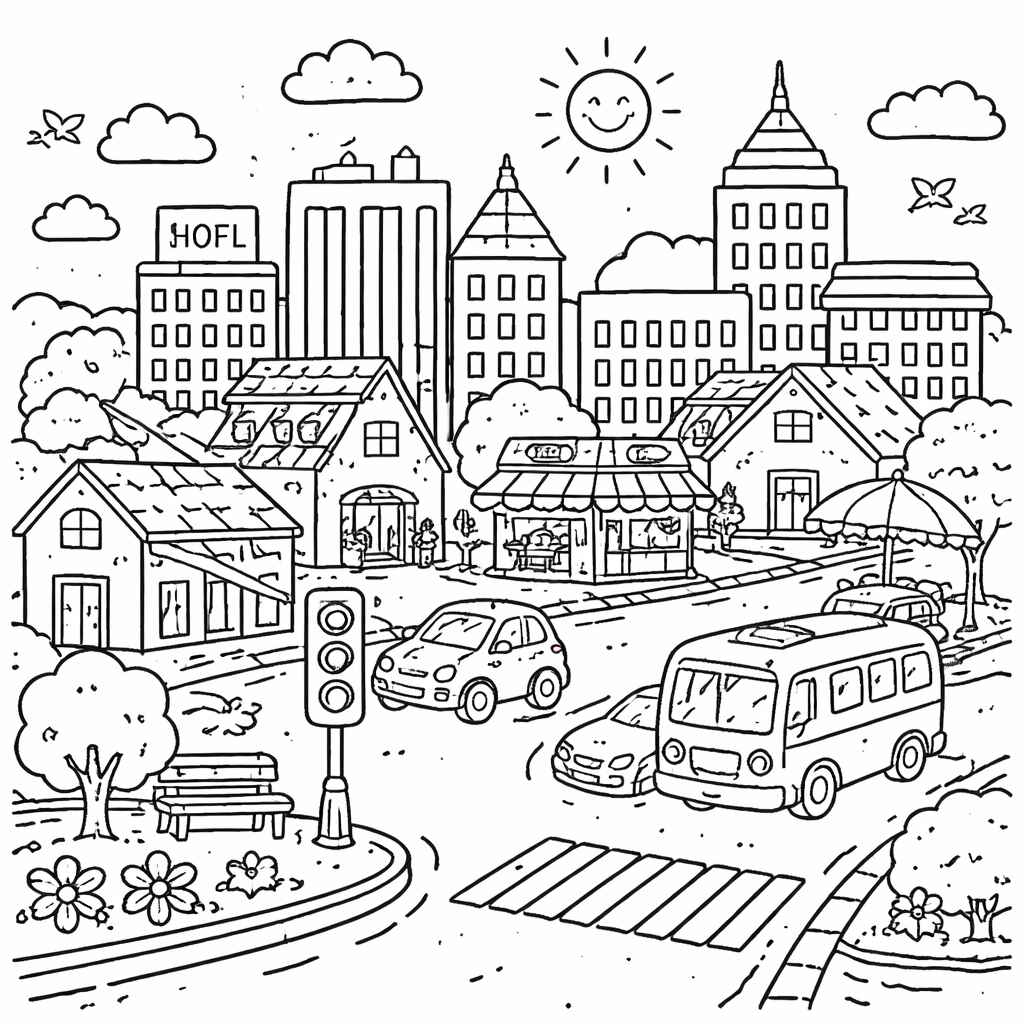 Desenho de Cidade Desenho Colorir Imprimir 23