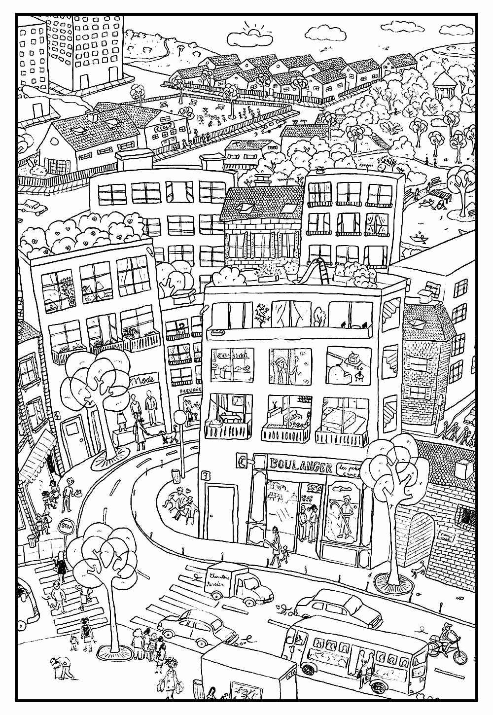 Desenho de Cidade Desenho Colorir Imprimir 36