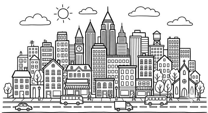 Desenho de Cidade Desenho Colorir Imprimir 63