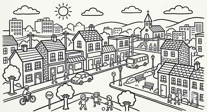 Desenho de Cidade Desenho Colorir Imprimir 64