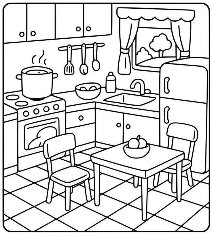 Desenho de Cozinha Desenho Colorir Imprimir 03